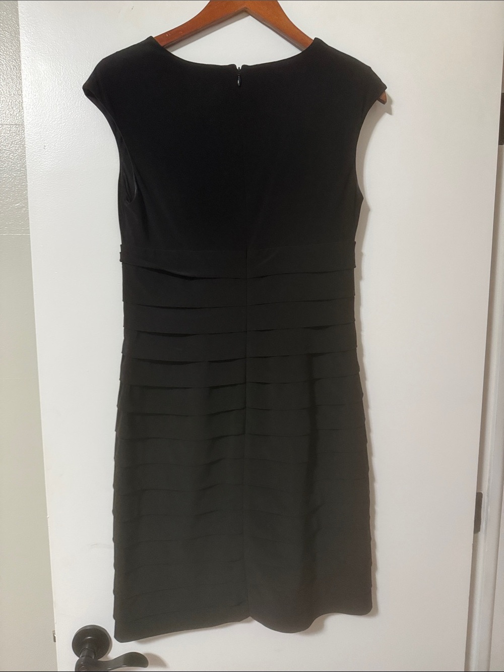 American Living Black Cap-Sleeve Tiered V-Neck Dress - Picture 3 of 3